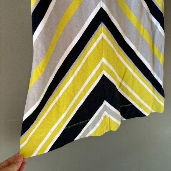 Banana Republic Milly Dress Lime Green/Yellow Ponte Knit Chevron Striped Sz 2 - Picture 5 of 9